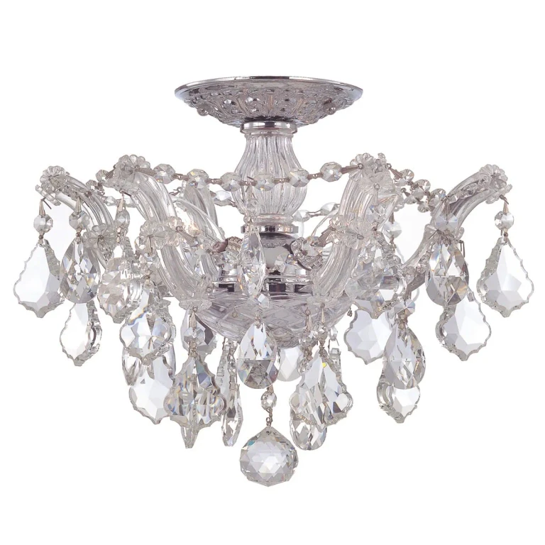 Maria Theresa 3-Light 14" Ceiling Light in Polished Chrome with Clear Spectra Crystals