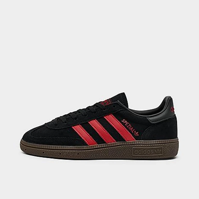 adidas Big Kids Originals Handball Spezial Casual Shoes in Core Black/Pure Ruby Size: 3.5