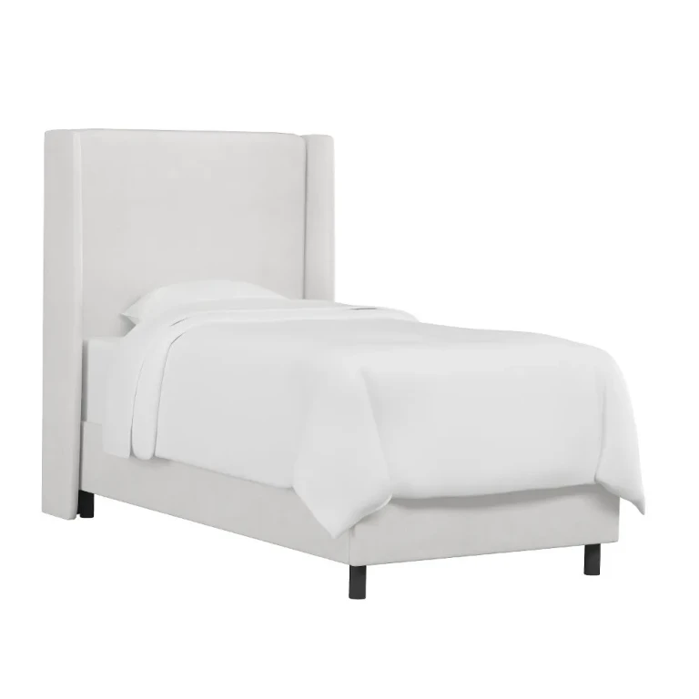 Sloane Velvet White Curved Wingback Twin Bed - Skyline Furniture