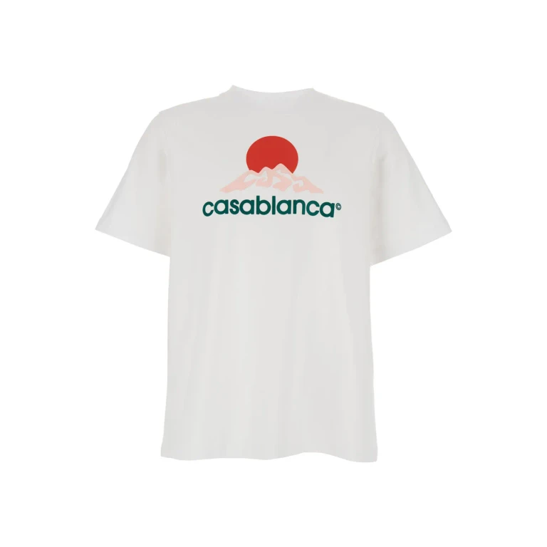 Casablanca White Crewneck T-shirt With Logo On The Front In Cotton Man