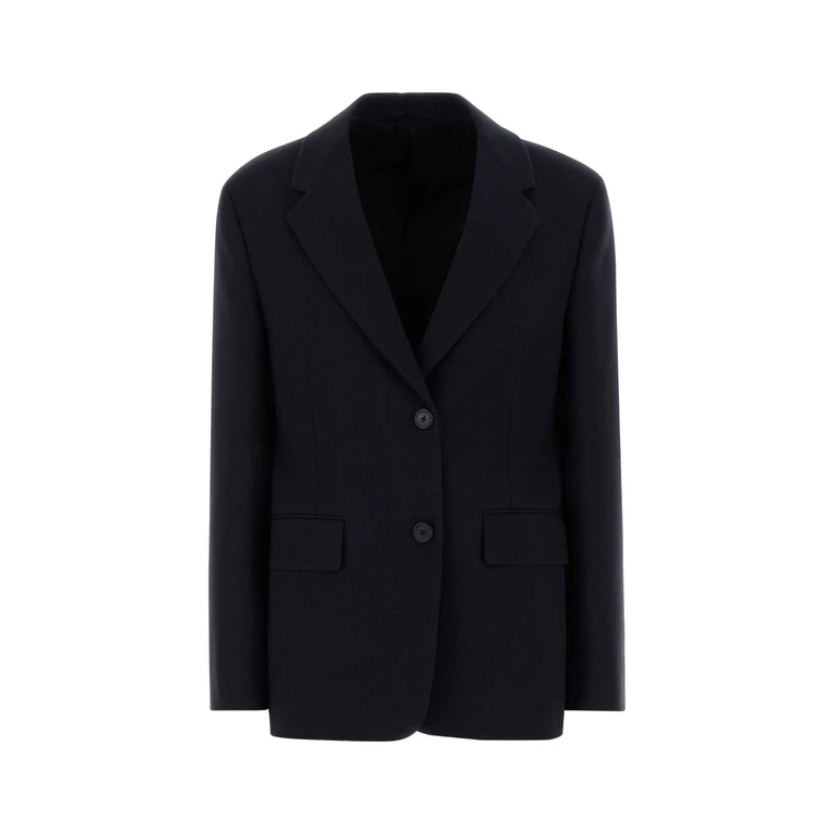Prada Midnight Blue Wool Blazer Bleu Giacche E Gilet - Women