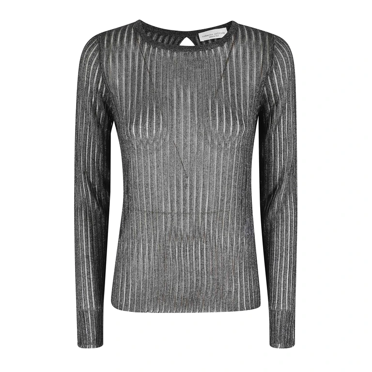 Roberto Collina Girocollo Ml Costa Scarto Black Viscose Polyester Maglia - Women