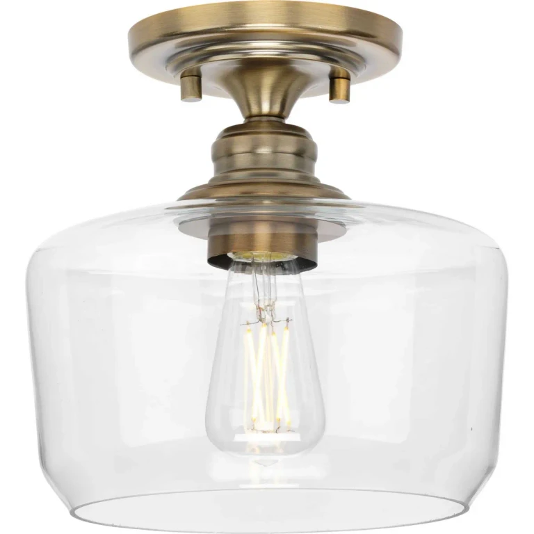 Vintage Brass One Light Flush Mount from the Aiken Collection