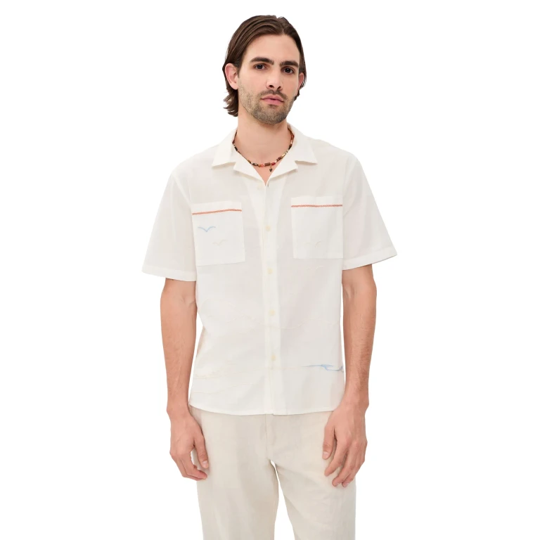 Wax London Summer Applique Didcot Shirt Ecru S