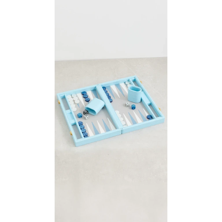 Tizo Design Faux Croc Embossed Backgammon Set Blue One Size