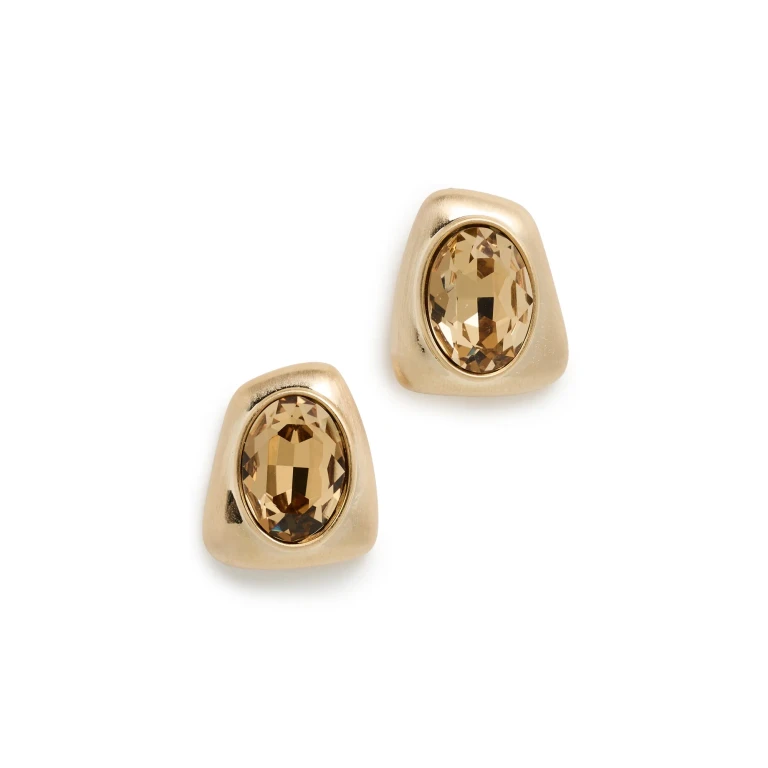 By Adina Eden Smoky Gemstone Stud Earrings Gold One Size