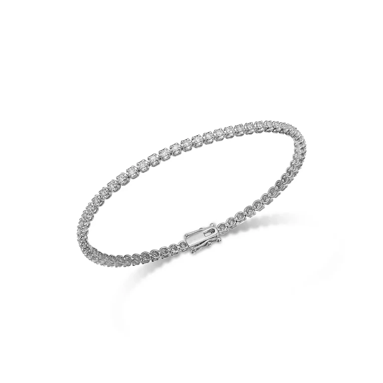 Diamond Crown Set Tennis Bracelet in 14K Gold, 1.50 tcw