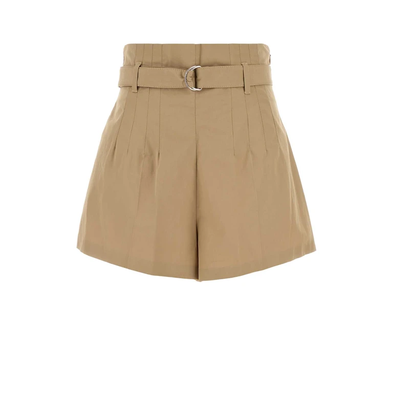 Beige Poplin Shorts Kaki Bermuda - Women