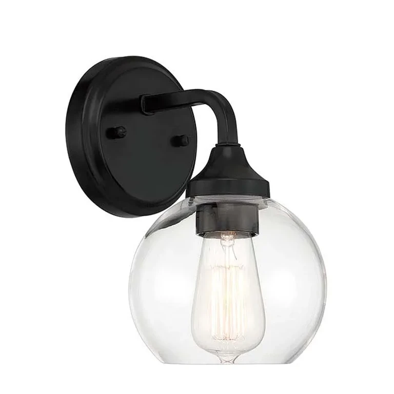 Flat Black One Light Wall Sconce from the Glenda Collection