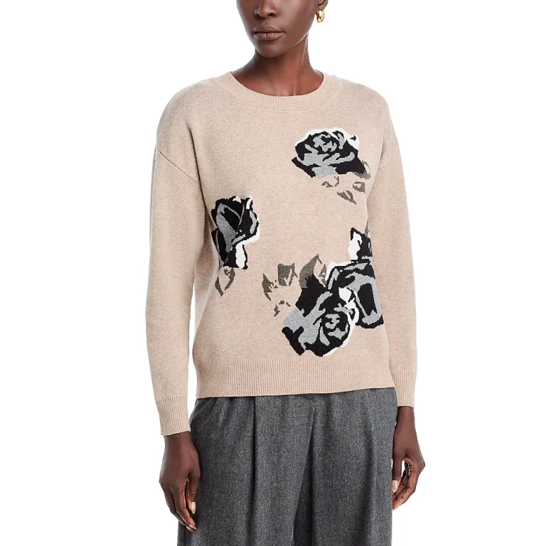 T Tahari Rose Long Sleeve Crewneck Sweater