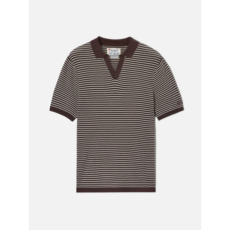 Mc2 Saint Barth Sloan Striped Polo Premium High-Twist Cotton With Brown Stripes Knitwear - Men