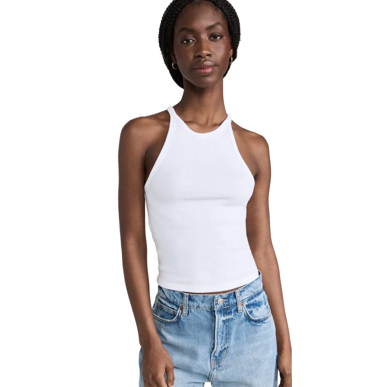Good American Heritage Ribbed Tank Top Black001 L