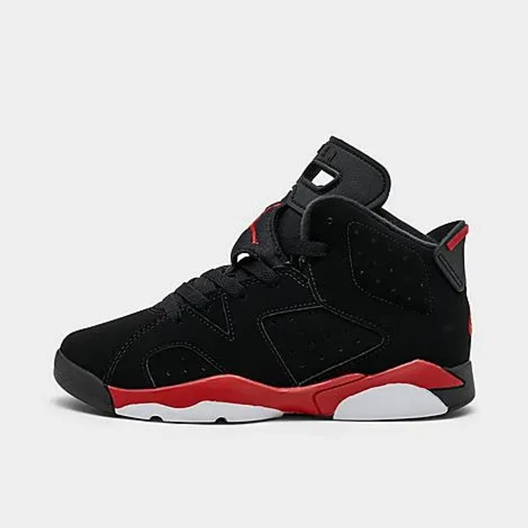 Jordan Little Kids Air Retro 6 Basketball Shoes in Black/Light Crimson Size: 1.0