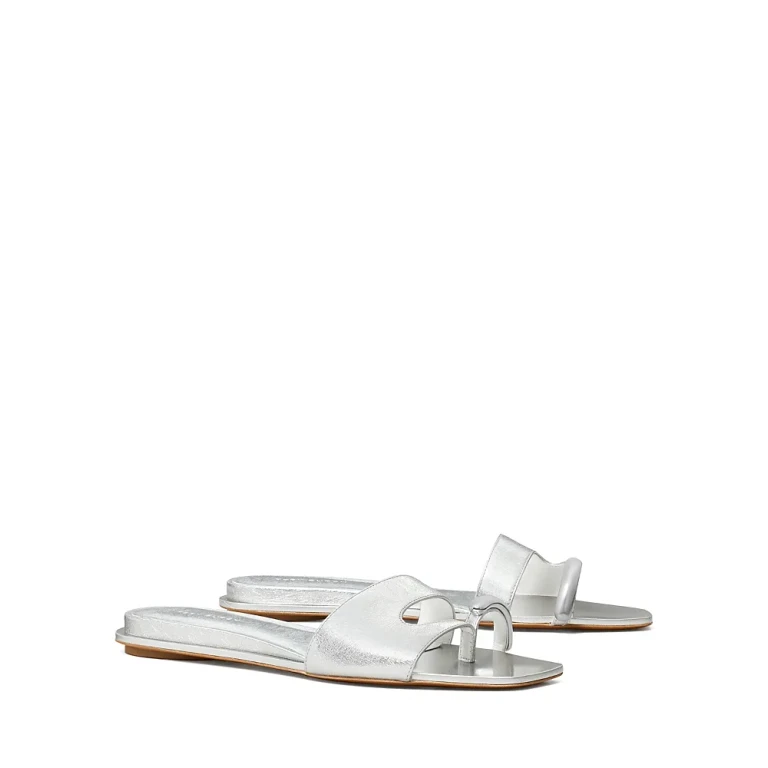 Tory Burch 여성 피어스드 슬라이드 샌들