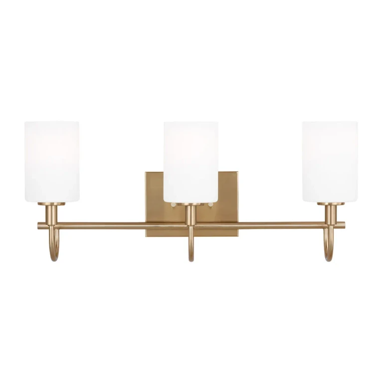 Oak Moore 3-Light LED Bathroom Vanity Light in Satin Brass