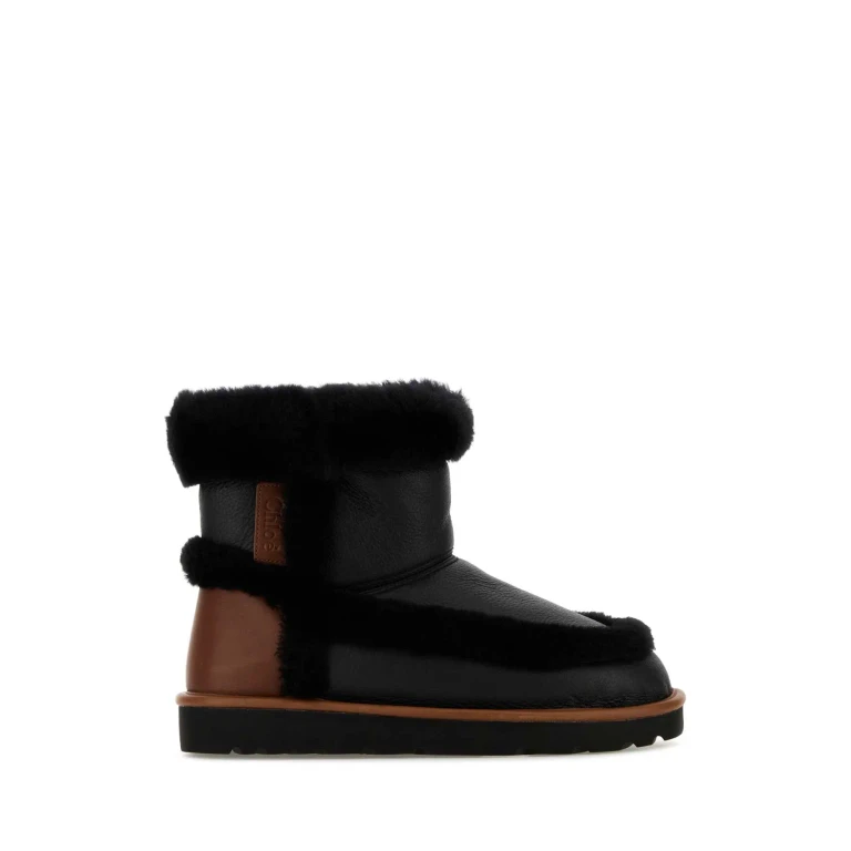 Chloé Black Shearling Dolcie Ankle Boots