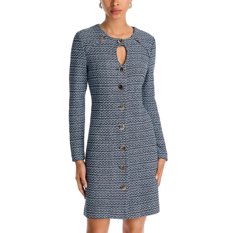 Misook x Lani Lynn Keyhole Cutout Tweed Knit Sheath Dress