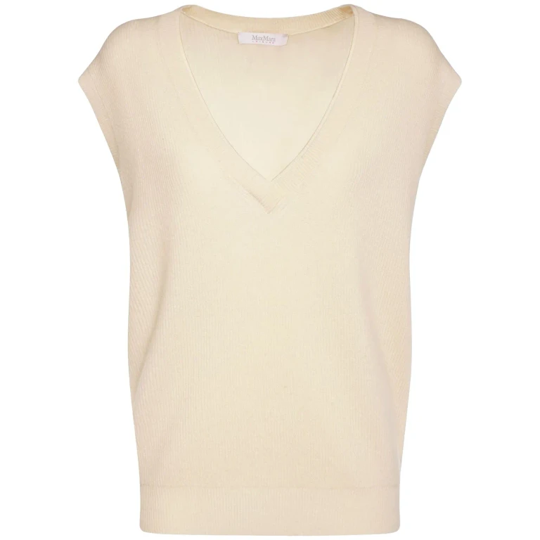 Max Mara Beige Gilet With V-neck