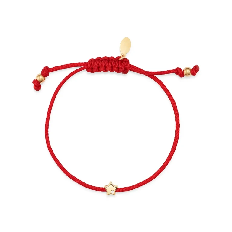 Zoe Lev 14K Yellow Gold Red Star Fortune Diamond Bracelet