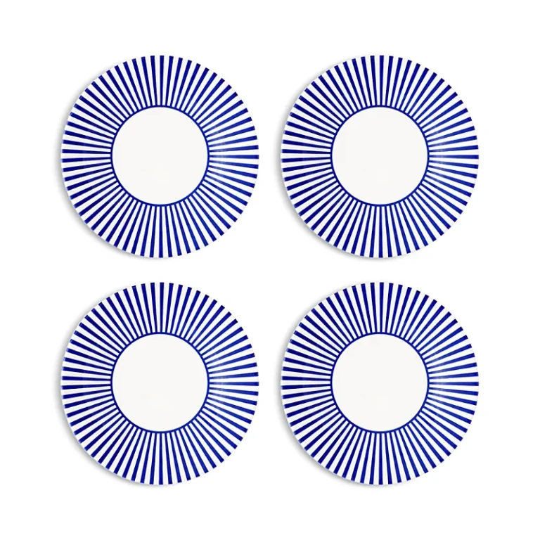 Spode Blue Italian Steccato Narrow Stripe Tidbit Plates, Set of 4