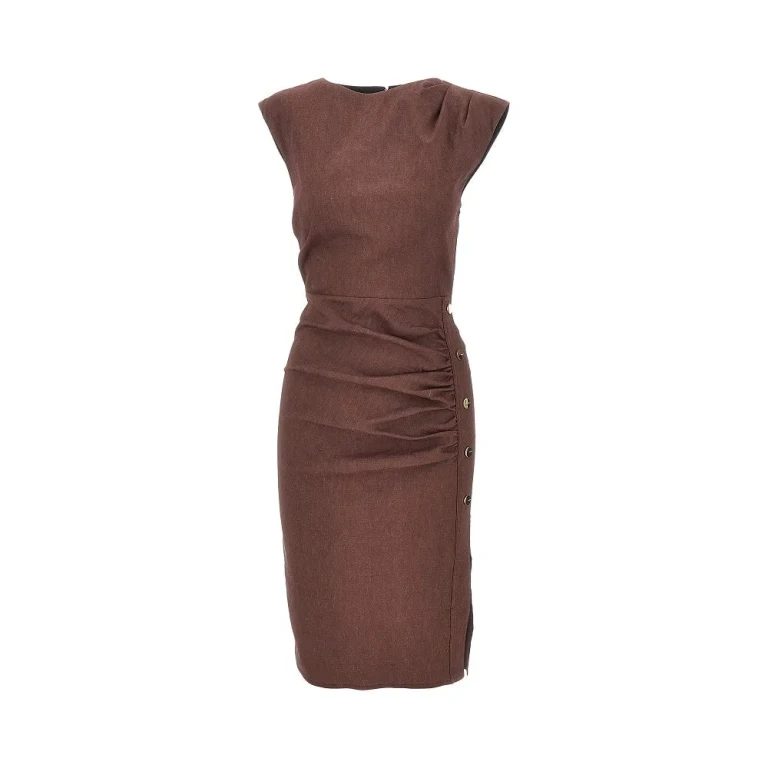 PINKO Stretch linen-blend longuette skirt Woman 38
