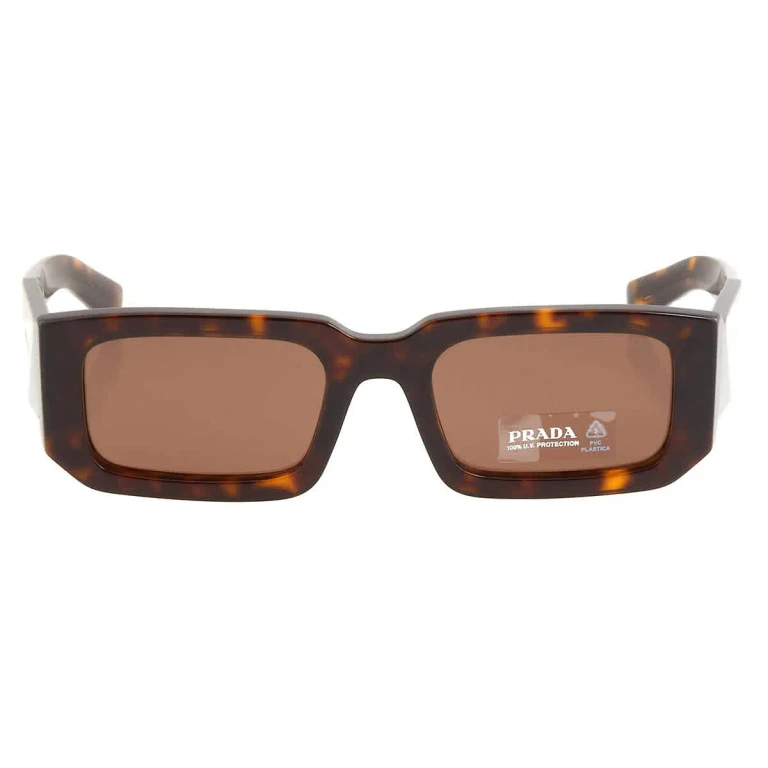 Prada Dark Brown Rectangular Mens Sunglasses PR 06YS 2AU8C1 53