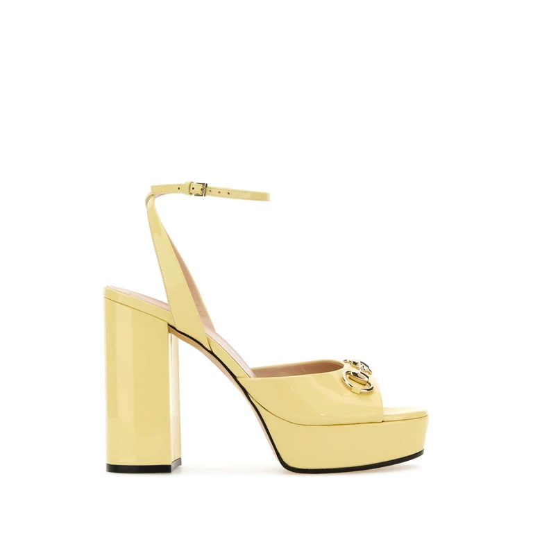 Gucci Yellow Leather Sandals Daylightyellow Calf Skin Sandali - Women