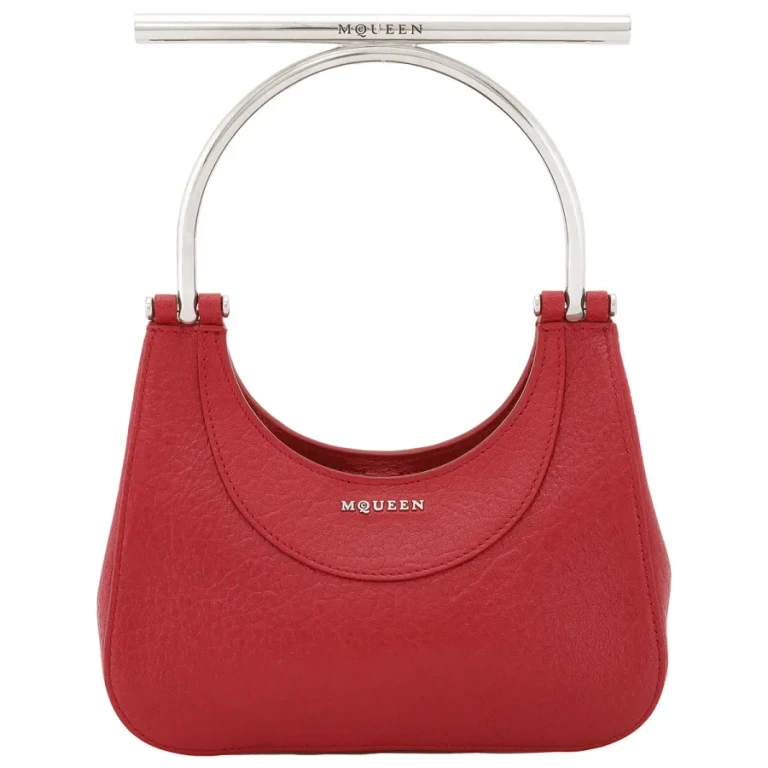 Alexander McQueen Red/Silver Ladies Mini T-bar Bag