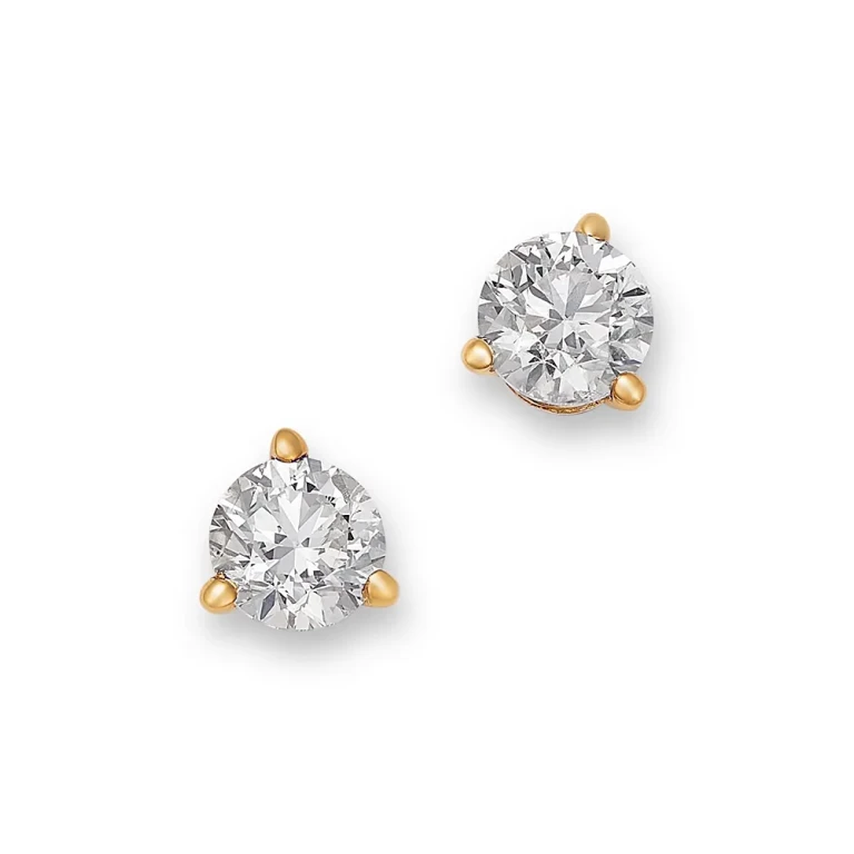 Diamond Martini Set Solitaire Stud Earrings in 14K Yellow Gold, 0.75 tcw