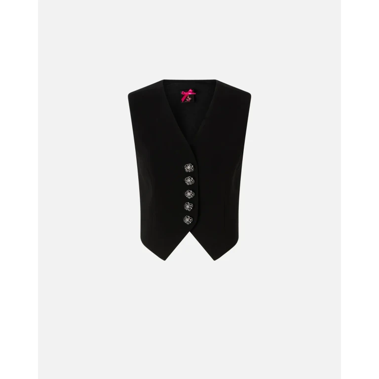 Pinko - Gilet à boutons roses bijou - 36