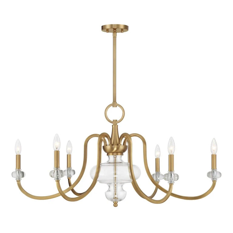 Warm Brass Six Light Chandelier from the Bergdorf Collection