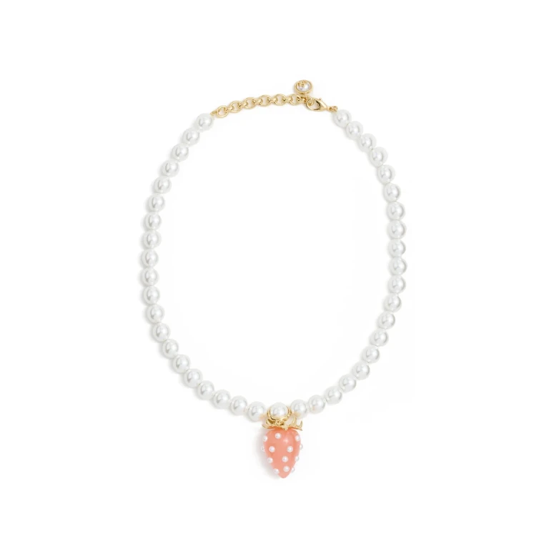 Casablanca Strawberry Necklace Brass/Resin/Pearl One Size