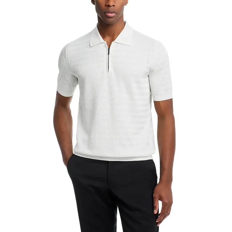 Maurizio Baldassari Chevron Stitch Quarter Zip Polo Sweater