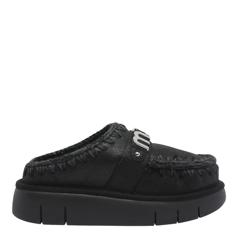 Mou Sandals Black Suede Leather/rubber Sole - Women