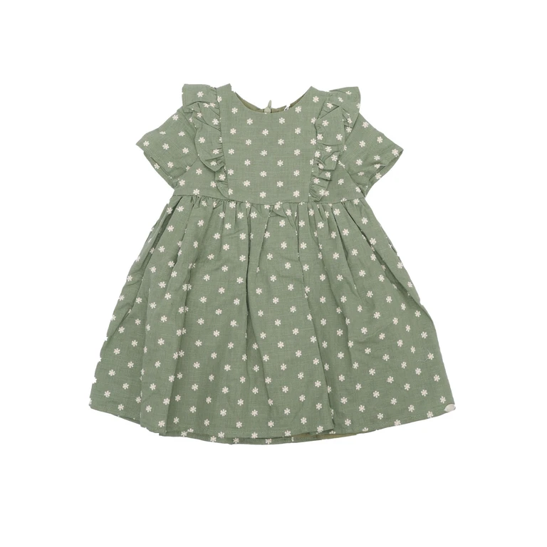 Tartine & Chocolat DRESS Green Cotton Linen Lining