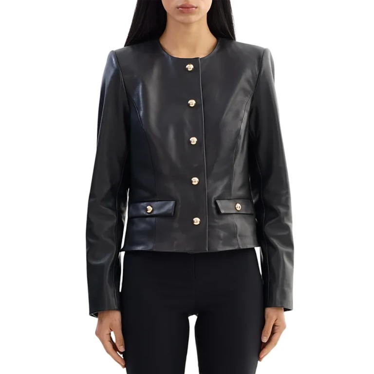Lamarque Leather Collarless Jacket