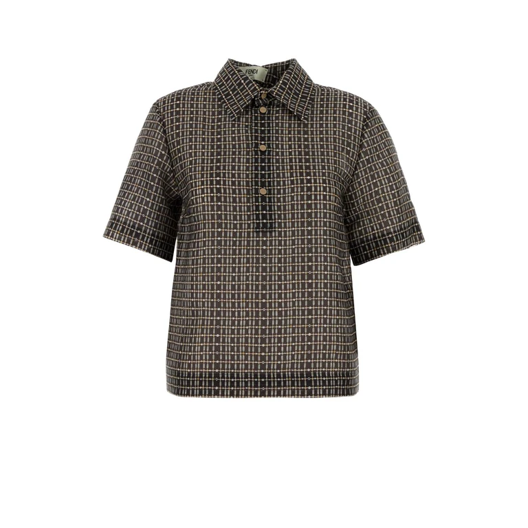 Fendi Printed Silk Blend Polo Shirt