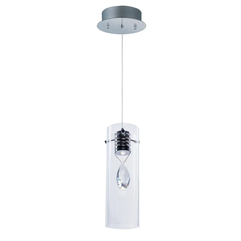 ET2 Solitaire 4.25" Clear Glass Pendant in Polished Chrome