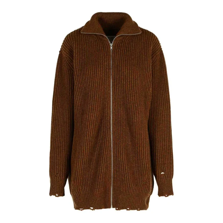 MM6 Maison Margiela Pull Col Rond - Marron