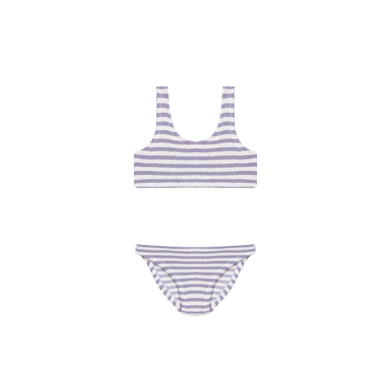 Mc2 Saint Barth Lilac Striped Crinkle Classic Bralette Bikini Baker Pink