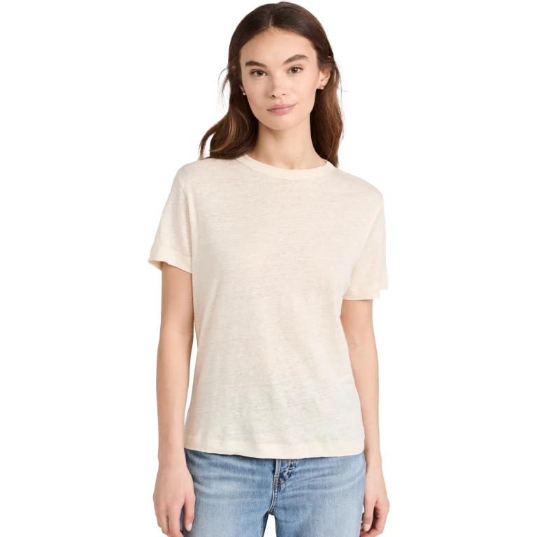 Sold Out NYC The Linen Perfect Tee in Cream Cream S