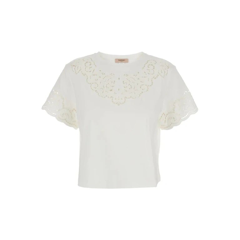 TwinSet Knitwear - White - Long Sleeve Sweater With Round Neck - In Cotton - Women