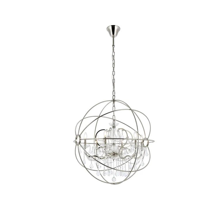 Polished Nickel Six Light Chandelier from the Geneva Collection