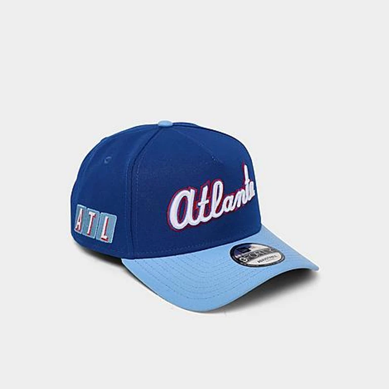 New Era Atlanta Braves MLB City Connect 9FORTY A-Frame Snapback Hat in Navy/Light Blue