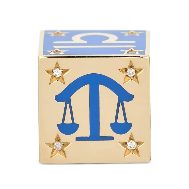 Adina Reyter 9K Libra Zodiac Diamond & Ceramic Block Big Bead