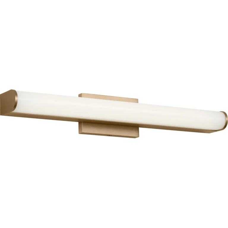 Satin Brass LED Bathroom Vanity Light from the Cavitt Collection