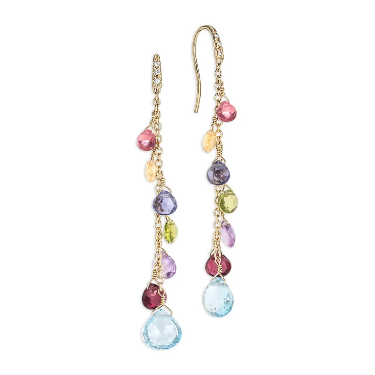 Marco Bicego 18K Yellow Gold Paradise Mixed Gemstone Drop Earrings