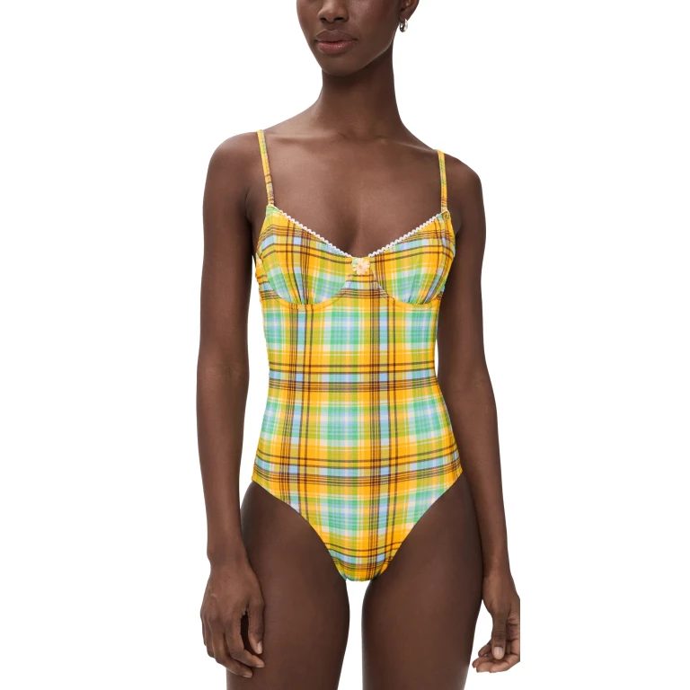 Solid & Striped The Taylor One Piece Swimsuit Multi Plaid L