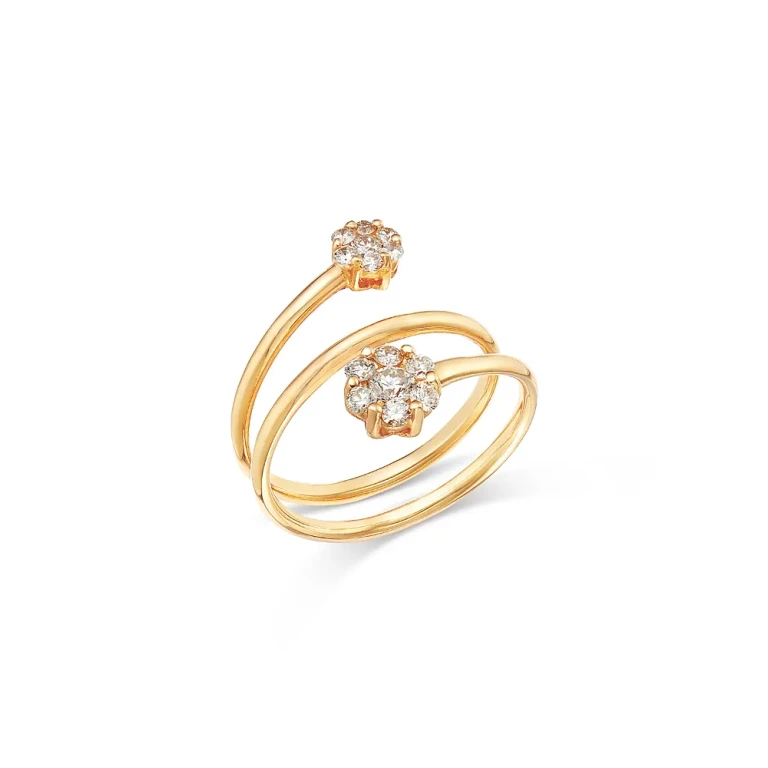 Diamond Fine Collection Diamond Floral Spiral Ring in 14K Yellow Gold, 0.46 tcw