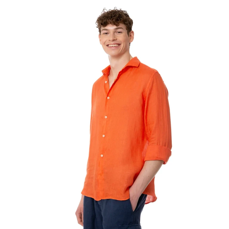 MC2 Saint Barth Pamplona Orange Linen Shirt
